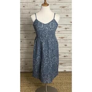 LOFT coquette perwinkle cotton-blend floral eyelet lace A-line dress Size 12P
